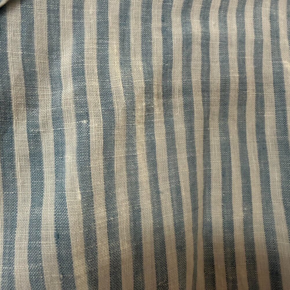 UNIQLO Blue and White 100% Linen Striped Button Down Shirt Size L - Picture 8 of 8